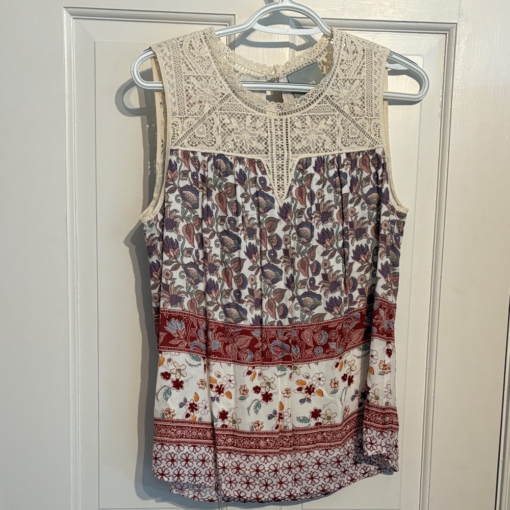 Maeve by Anthropologie Boho Lace Floral Sleeveless Top - women’s XS